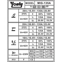 Многофункциональный инверторный сварочный полуавтомат Youli (IGBT) MIG/MAG/MMA/TIG цена и информация | Сварочные аппараты, паяльники | pigu.lt