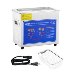 Vevor ultragarsinė valymo vonelė JPS-20A pro, 3 L цена и информация | Инвентарь для уборки и принадлежности | pigu.lt