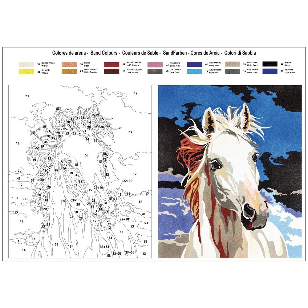 Rinkinys smėlio tapybai Baltas Žirgas, 38x46 cm (SP-306) kaina ir informacija | Piešimo, tapybos, lipdymo reikmenys | pigu.lt