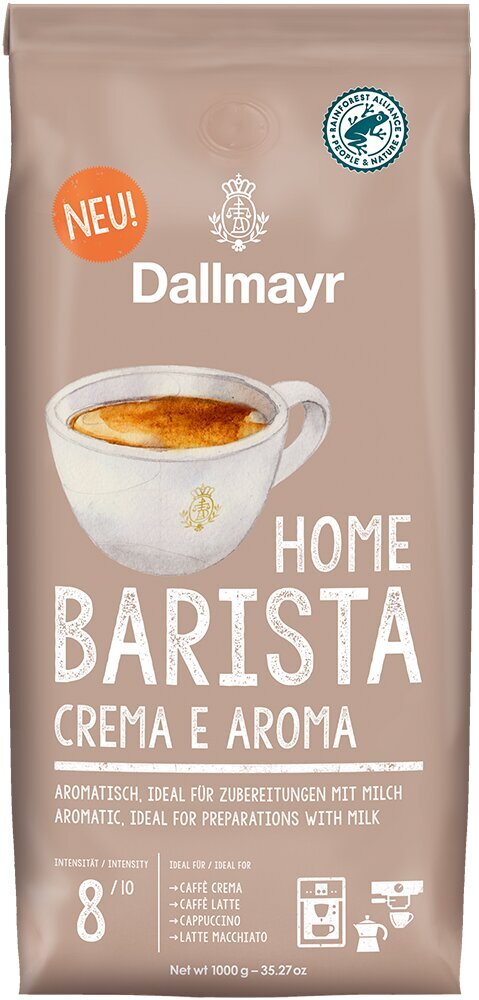 Dallmayr kavos pupelės Home Barista Crema e Aroma, 1kg kaina ir informacija | Kava, kakava | pigu.lt