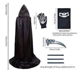 Helovino kostiumas Cape Grim Reaper, 4 dlaių kaina ir informacija | Karnavaliniai kostiumai | pigu.lt