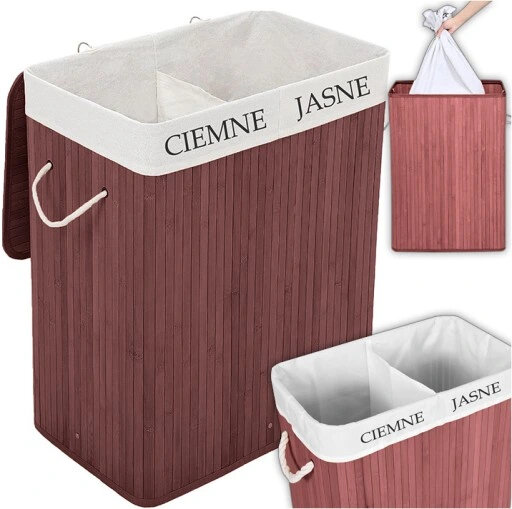 Bambukinė skalbinių dėžė Mensen, 100 l, ruda kaina ir informacija | Vonios kambario aksesuarai | pigu.lt