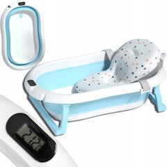 Sulankstoma kūdikio vonelė su termometru ir pagalvėle kaina ir informacija | Maudynių priemonės | pigu.lt