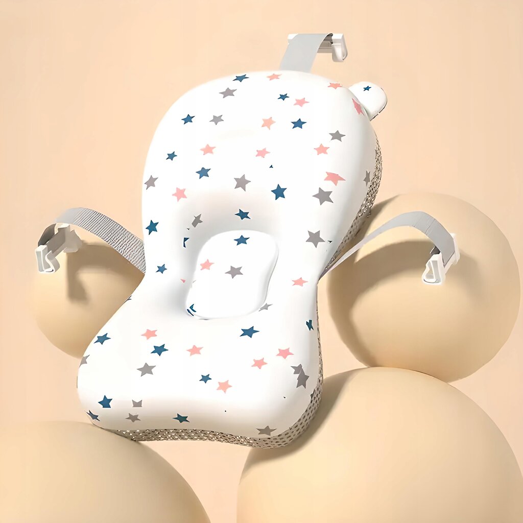 Sulankstoma kūdikio vonelė su termometru ir pagalvėle kaina ir informacija | Maudynių priemonės | pigu.lt
