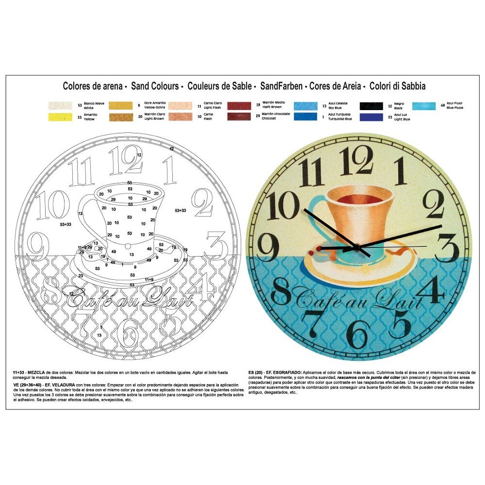 Rinkinys smėlio tapybai Laikrodis - Cofe Au Lait, 38cm (SP-254) kaina ir informacija | Piešimo, tapybos, lipdymo reikmenys | pigu.lt