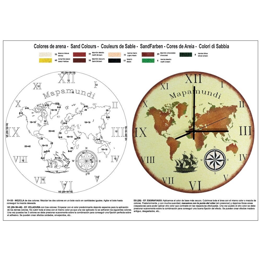 Rinkinys smėlio tapybai Laikrodis - World Map, 38cm (SP-256) цена и информация | Piešimo, tapybos, lipdymo reikmenys | pigu.lt