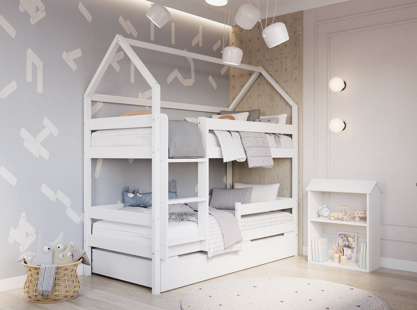 Dviaukštė lova YappyEden, balta kaina ir informacija | Vaikiškos lovos | pigu.lt