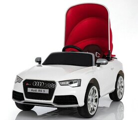 Vienvietis vaikiškas elektromobilis su stogeliu Super Toys Audi RS5, baltas цена и информация | Электромобили для детей | pigu.lt