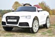 Vienvietis vaikiškas elektromobilis su stogeliu Super Toys Audi RS5, baltas kaina ir informacija | Elektromobiliai vaikams | pigu.lt