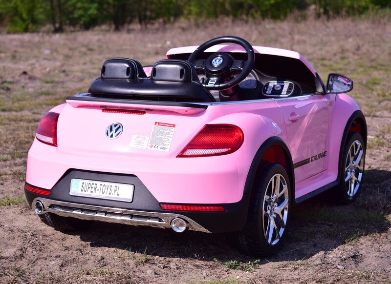 Dvivietis vaikiškas elektromobilis Super Toys VW Beetle S303, rožinis kaina ir informacija | Elektromobiliai vaikams | pigu.lt