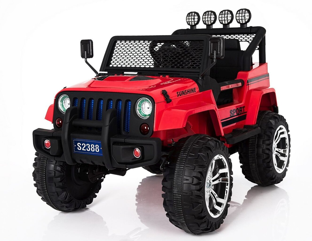 Dvivietis vaikiškas elektromobilis Super Toys Mega jeep sunshine 2388, raudonas kaina ir informacija | Elektromobiliai vaikams | pigu.lt