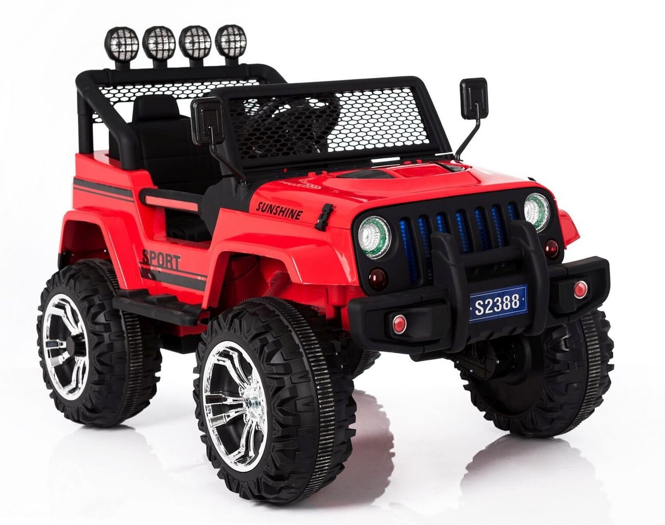 Dvivietis vaikiškas elektromobilis Super Toys Mega jeep sunshine 2388, raudonas kaina ir informacija | Elektromobiliai vaikams | pigu.lt