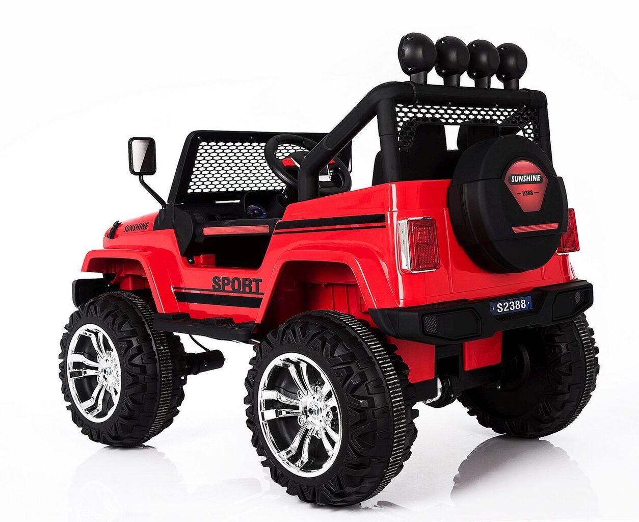 Dvivietis vaikiškas elektromobilis Super Toys Mega jeep sunshine 2388, raudonas kaina ir informacija | Elektromobiliai vaikams | pigu.lt