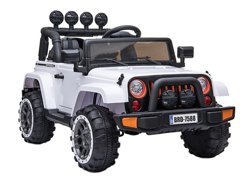 Dvivietis vaikiškas elektromobilis Super Toys Mega Jeep Fulltime 7588, baltas kaina ir informacija | Elektromobiliai vaikams | pigu.lt