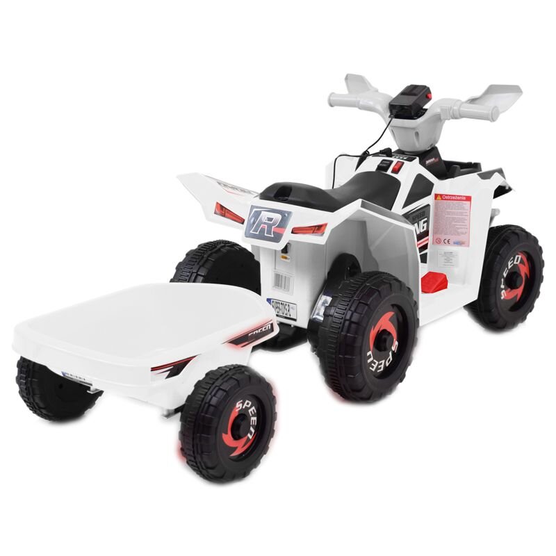 Vaikiškas akumuliatorinis keturratis su priekaba Super Toys Quad XMX630T, baltas цена и информация | Elektromobiliai vaikams | pigu.lt