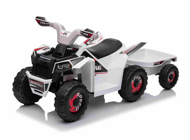 Vaikiškas akumuliatorinis keturratis su priekaba Super Toys Quad XMX630T, baltas цена и информация | Elektromobiliai vaikams | pigu.lt