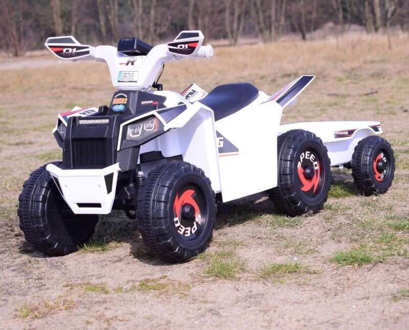 Vaikiškas akumuliatorinis keturratis su priekaba Super Toys Quad XMX630T, baltas цена и информация | Elektromobiliai vaikams | pigu.lt