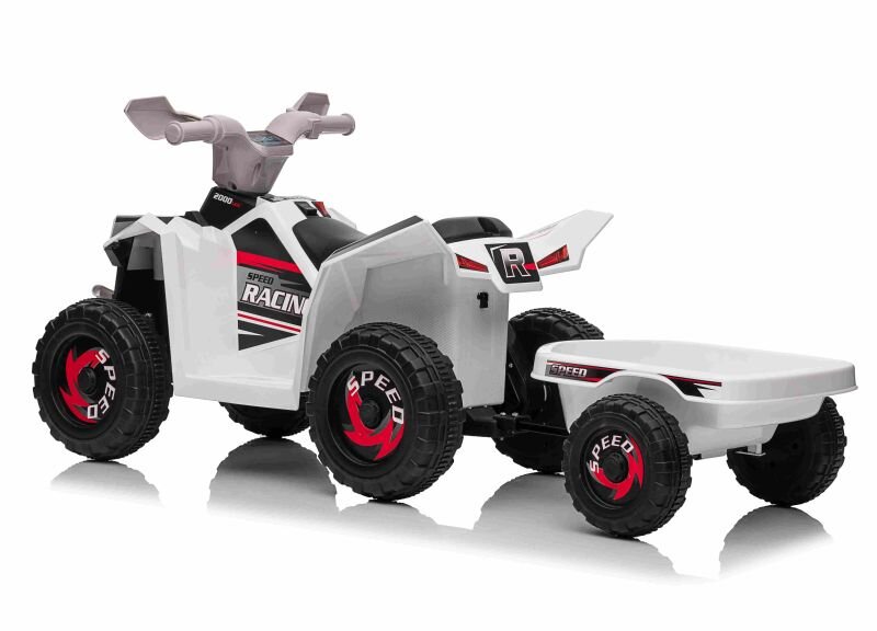 Vaikiškas akumuliatorinis keturratis su priekaba Super Toys Quad XMX630T, baltas цена и информация | Elektromobiliai vaikams | pigu.lt