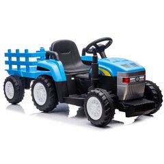 Vaikiškas akumuliatorinis traktorius su priekaba Super Toys New Holland A009-B, mėlynas цена и информация | Электромобили для детей | pigu.lt