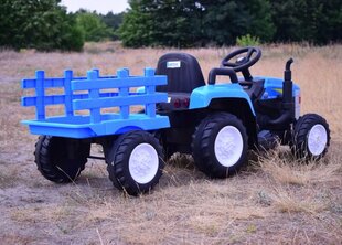 Vaikiškas akumuliatorinis traktorius su priekaba Super Toys New Holland A009-B, mėlynas цена и информация | Электромобили для детей | pigu.lt