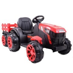 Vaikiškas akumuliatorinis traktorius su priekaba Super Toys Power 06 WH-777, raudonas kaina ir informacija | Elektromobiliai vaikams | pigu.lt