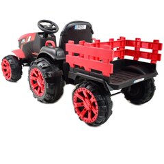 Vaikiškas akumuliatorinis traktorius su priekaba Super Toys Power 06 WH-777, raudonas kaina ir informacija | Elektromobiliai vaikams | pigu.lt