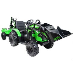 Vaikiškas akumuliatorinis traktorius su priekaba ir krautuvu Super Toys SX-2068, žalias цена и информация | Электромобили для детей | pigu.lt
