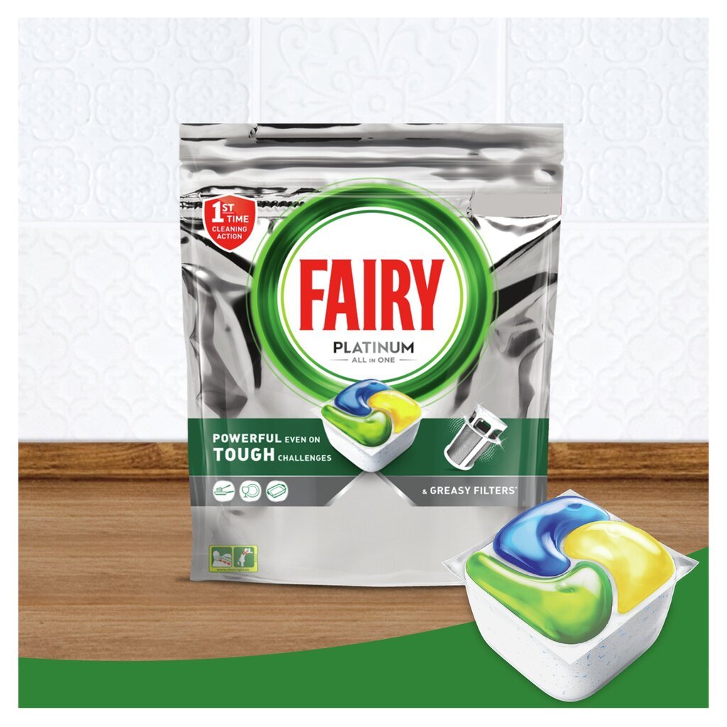 Fairy indaplovių tabletės Platinum All In One Lemon, 90 vnt. kaina ir informacija | Indų plovimo priemonės | pigu.lt