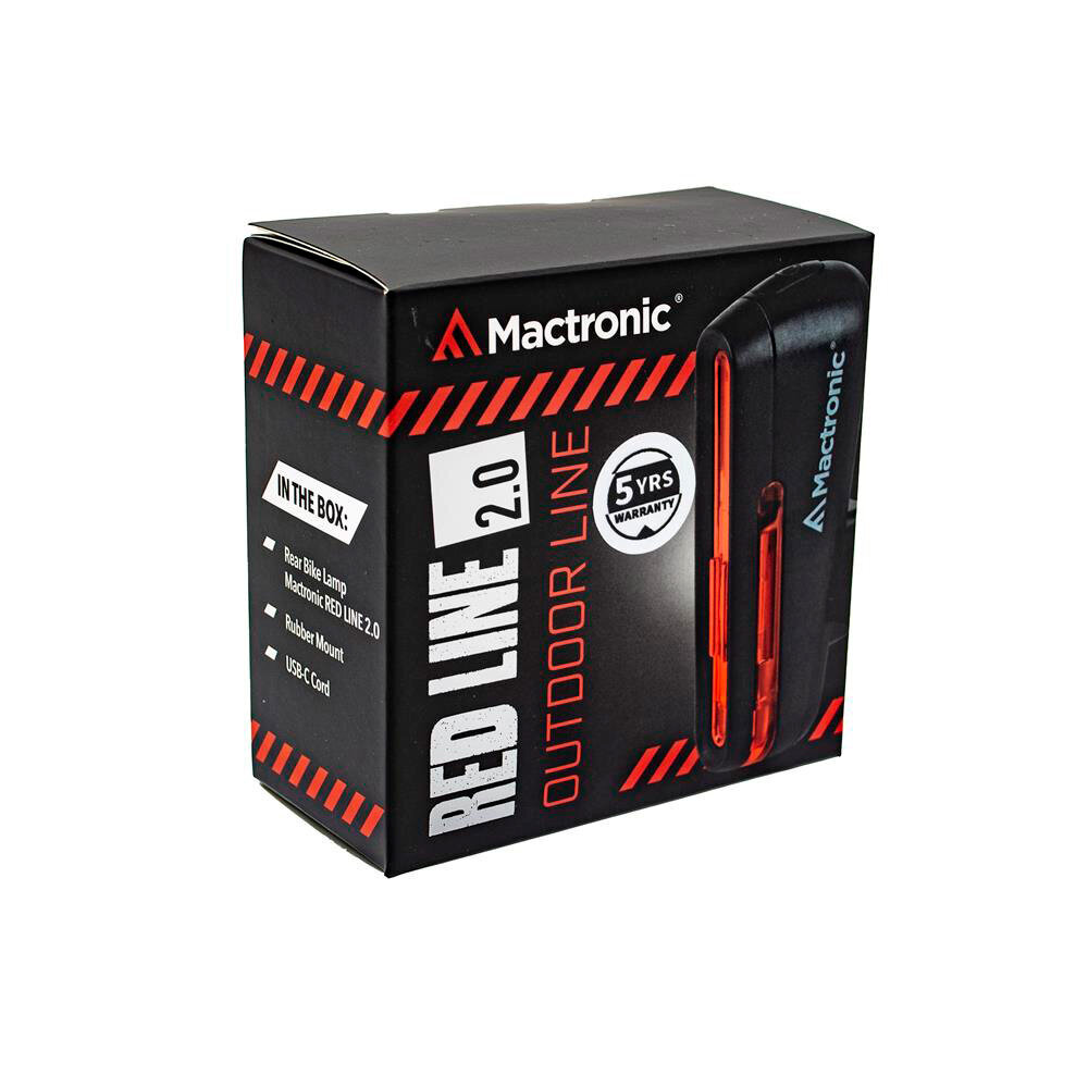 Galinis dviračio žibintas Mactronic Red line 2.0, juodas цена и информация | Žibintai ir atšvaitai dviračiams | pigu.lt