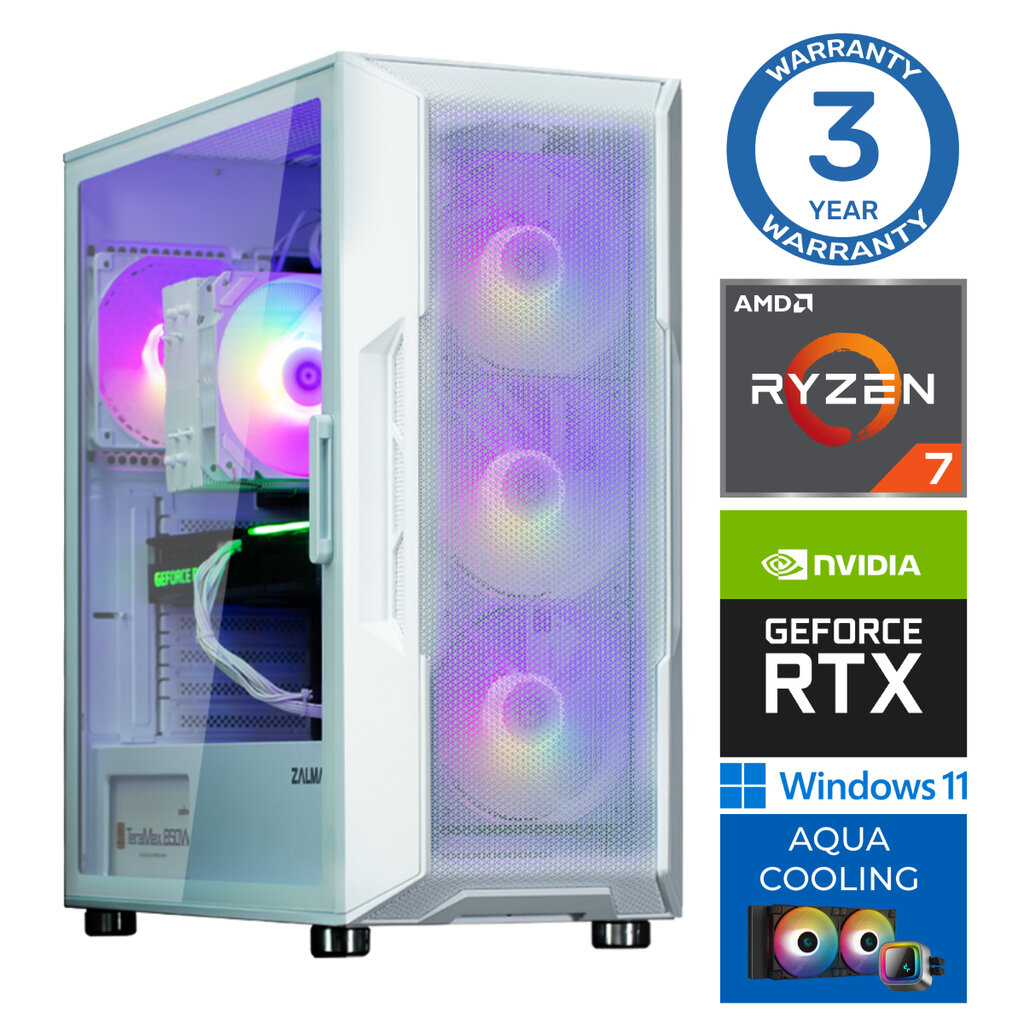 Intop Aqua Ryzen 7 7700X 32GB DDR5 500SSD M.2 NVME RTX3060 12GB WIN11 цена и информация | Stacionarūs kompiuteriai | pigu.lt