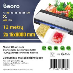 Вакуум для пищевых продуктов / вакуумные рулоны / рулоны 2x 15x600 (12 метров) + этикетки (100 шт.) цена и информация | Вакууматоры | pigu.lt