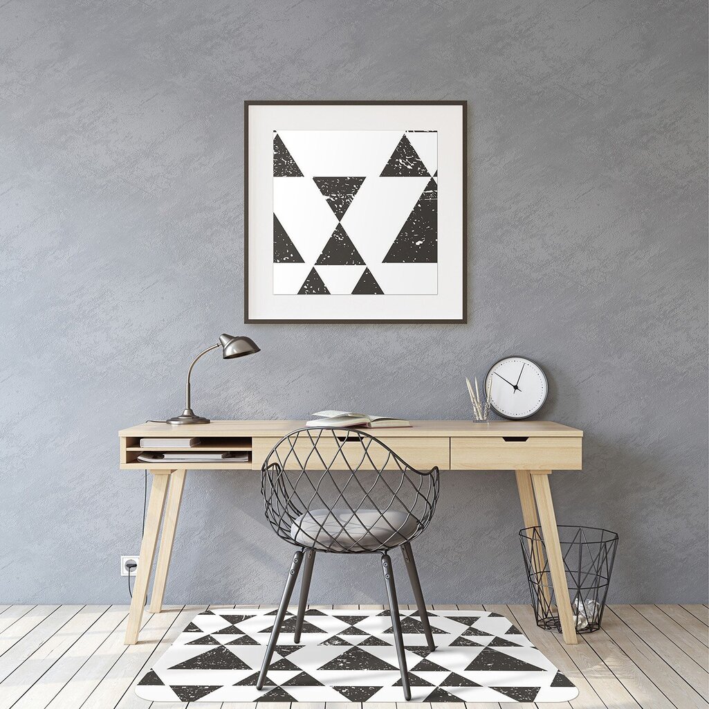Apsauginis grindų kilimėlis Decormat Juodos ir baltos spalvos trikampiai, 140x100 cm, įvairių spalvų kaina ir informacija | Biuro kėdės | pigu.lt