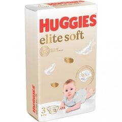 Sauskelnės Huggies Elite Soft, 3 dydis, 5-9 kg, 72 vnt kaina ir informacija | Sauskelnės | pigu.lt