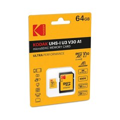 Kodak Memory Card High Speed 100MB/s A1 Class 10 UHS-I Micro SD Card V30 U3 64GB цена и информация | Карты памяти для телефонов | pigu.lt