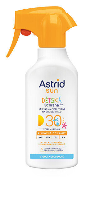 Purškiamas apsauginis losjonas nuo saulės kūnui ir veidui vaikams Astrid Sun SPF30, 200 ml kaina ir informacija | Kremai nuo saulės | pigu.lt