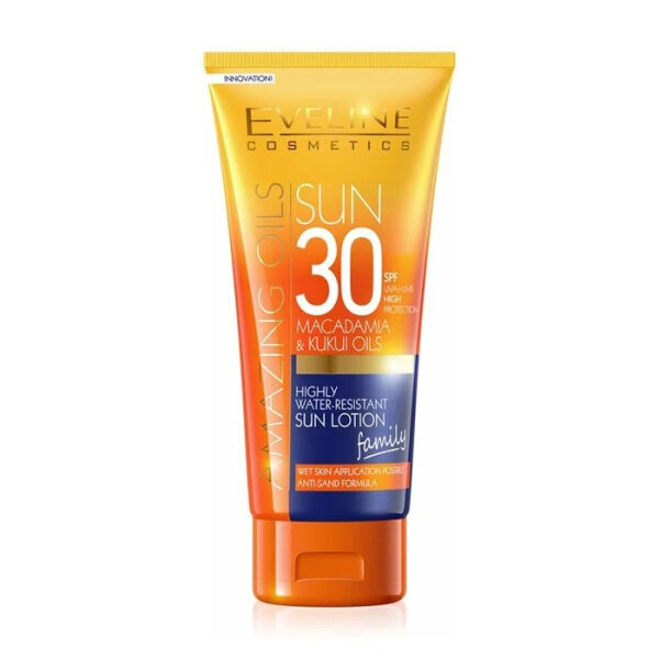 Apsauginis losjonas suteikiantis švytėjimo Eveline Cosmetics Sun Amazing Oils SPF 30, 200 ml kaina ir informacija | Kremai nuo saulės | pigu.lt