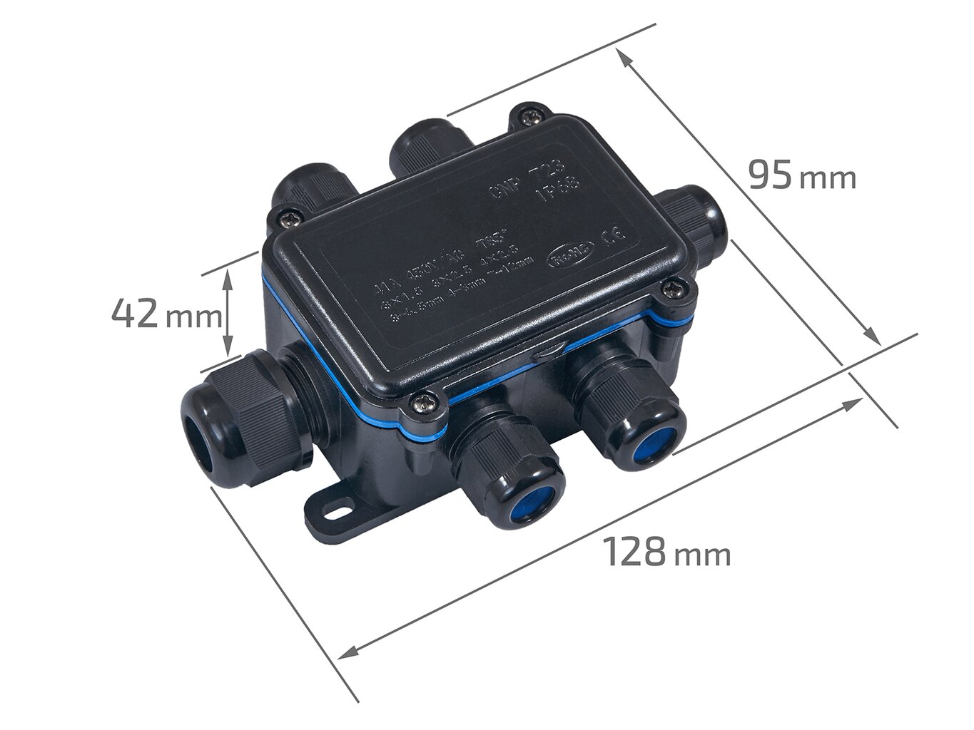 Hermetiška kabelių jungtis CNP723_6T 450V 41A, IP68 vandeniui atspari dėžutė su riebokšliais kaina ir informacija | Tekstiliniai kabeliai ir elektros kaladėlės | pigu.lt