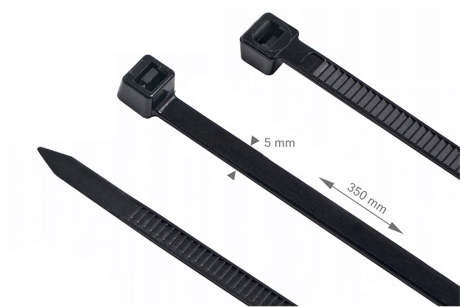Kabelio kaklaraištis 5x350mm, juodas, 100vnt. kaina ir informacija | Tvirtinimo detalės | pigu.lt