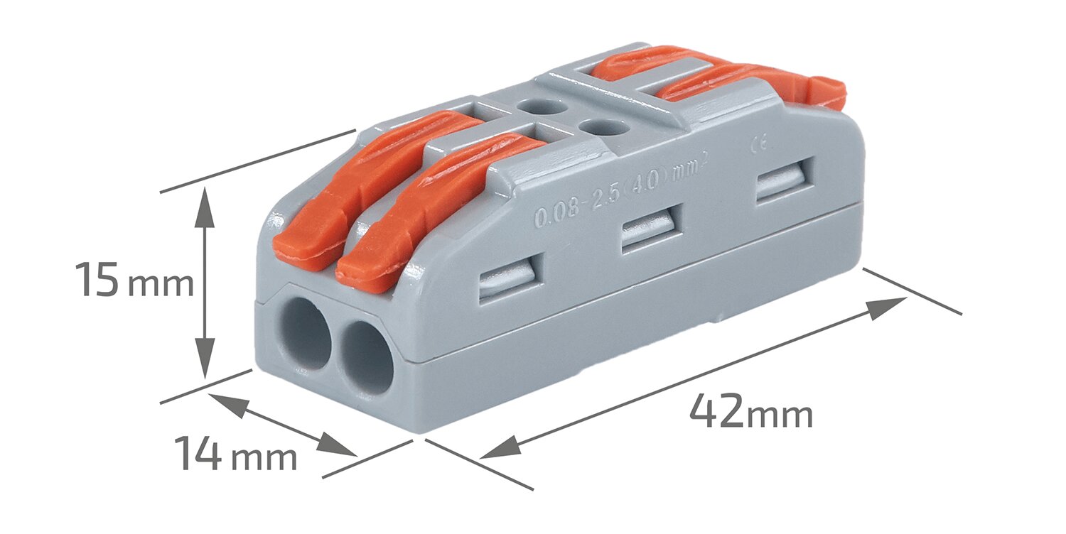 CMK_422 greitoji jungtis - 2x nuo 0,08 iki 2,5 (4,0) mm2 - 25vnt. kaina ir informacija | Tekstiliniai kabeliai ir elektros kaladėlės | pigu.lt