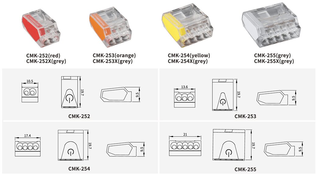 Greitoji jungtis CMK-253 - laidams - 3x 0,75-2,5 mm² - 50 vnt. цена и информация | Tekstiliniai kabeliai ir elektros kaladėlės | pigu.lt