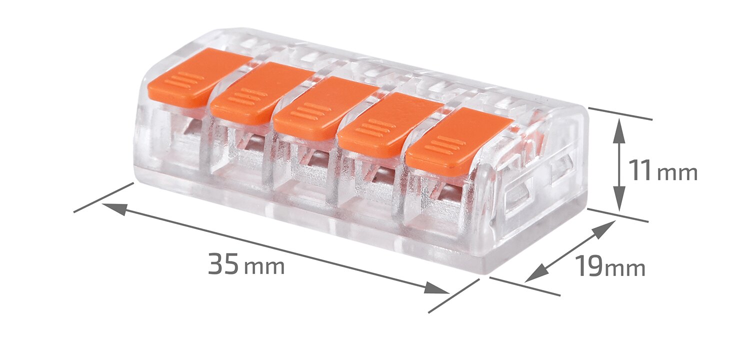 CMK-635 greito montavimo jungtis - 5x 0,2-4,0 mm² - 50 vnt. цена и информация | Tekstiliniai kabeliai ir elektros kaladėlės | pigu.lt