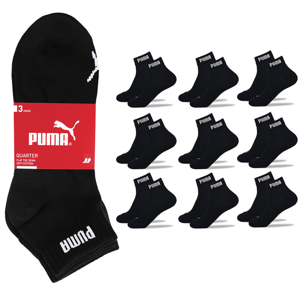 Kojinės unisex Puma, juodos, 9 poros kaina ir informacija | Vyriškos kojinės | pigu.lt