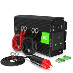 Green Cell Power Inverter 24V to 230V 500W|1000W Modified sine wave UK PLUG цена и информация | Преобразователи напряжения | pigu.lt