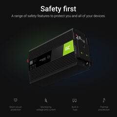 Green Cell Power Inverter 24V to 230V 500W|1000W Modified sine wave UK PLUG цена и информация | Преобразователи напряжения | pigu.lt