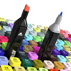 Спиртовые маркеры, маркеры, двусторонние маркеры + сумка - 80 шт. цена и информация | Принадлежности для рисования, лепки | pigu.lt