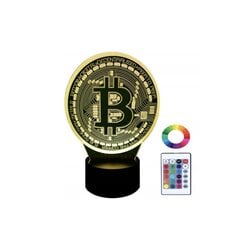 3D LED naktinė lemputė Bitcoin, įvairių spalvų, 1 vnt. kaina ir informacija | Dekoracijos šventėms | pigu.lt