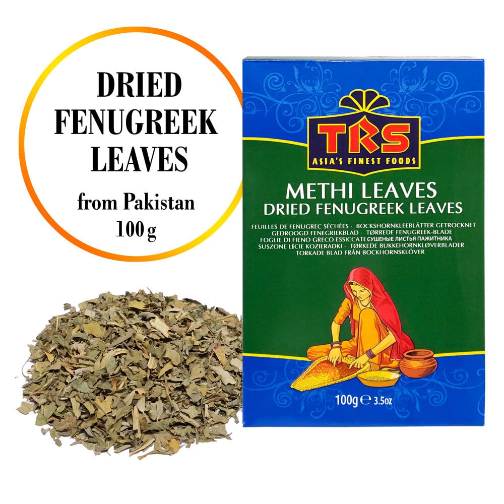 Džiovinti ožragės lapai (Kasuri Methi), Dried Fenugreek Leaves, 100g kaina ir informacija | Prieskoniai, prieskonių rinkiniai | pigu.lt