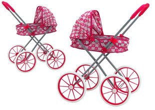 Lėlių vežimėlis su dideliais ratais, rožinis, 61x48x28.5 cm kaina ir informacija | Žaislai mergaitėms | pigu.lt