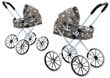 Lėlių vežimėlis su dideliais ratais, pilkas, 61x48x28.5 cm kaina ir informacija | Žaislai mergaitėms | pigu.lt