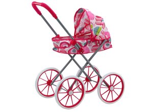 Lėlių vežimėlis su dideliais ratais, rožinis, 61x48x28.5 cm kaina ir informacija | Žaislai mergaitėms | pigu.lt